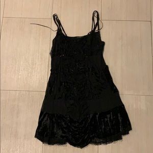 Hazel black velvet detail sheath dress